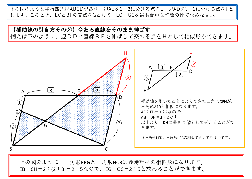補助線の引き方➁（今ある直線をそのまま伸ばす）